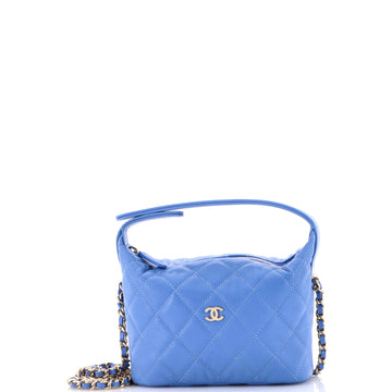 Chanel CC Hobo Clutch with Chain Quilted Caviar