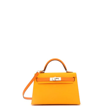 Hermes Kelly Mini II Bag Bicolor Epsom with Palladium Hardware 20
