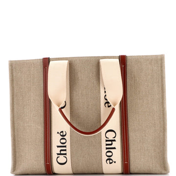 Chloe Woody Tote Canvas with Leather Large