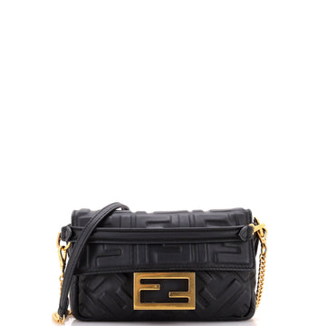 Fendi Baguette NM Bag Zucca Embossed Leather Mini