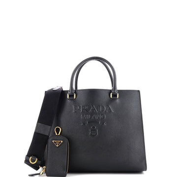 Prada Lux Embossed Logo Tote Saffiano Leather Medium