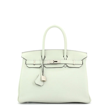 Hermes Birkin Handbag Green Togo with Palladium Hardware 30