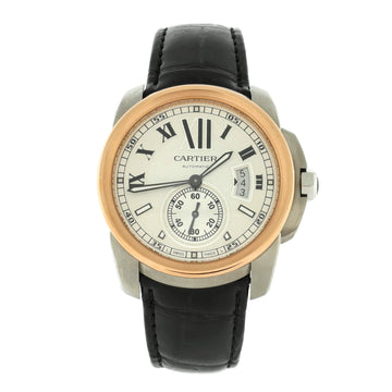 Cartier Calibre de Cartier Automatic Watch Stainless Steel and Rose Gold with Alligator 42