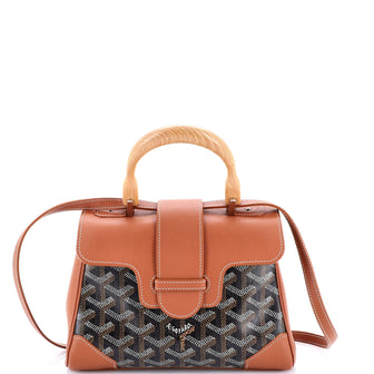 Goyard Saigon Top Handle Bag Coated Canvas with Leather Mini
