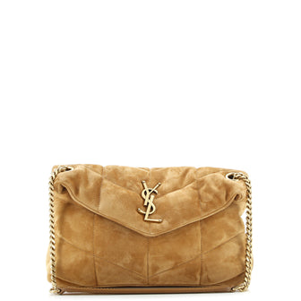 Saint Laurent Loulou Puffer Shoulder Bag Quilted Suede Small