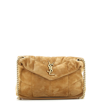 Saint Laurent Loulou Puffer Shoulder Bag Quilted Suede Small