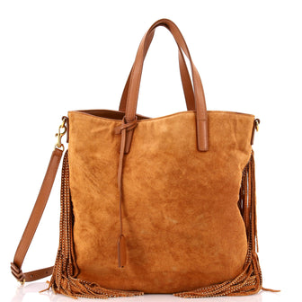 Saint Laurent Shopper Tote Suede with Studded Fringes Toy