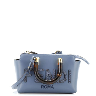 Fendi Logo By The Way Top Handle Bag Leather with Snakeskin Mini