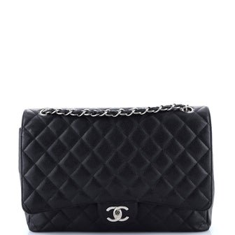 Chanel Classic Double Flap Bag Quilted Caviar Maxi