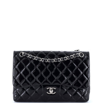 Chanel Classic Double Flap Bag Quilted Patent Jumbo