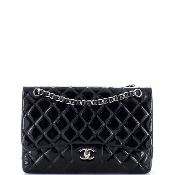 Chanel Classic Double Flap Bag Quilted Patent Jumbo