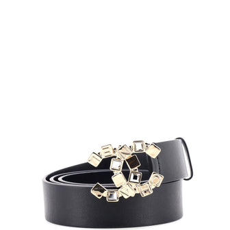 Chanel CC Buckle Belt Leather with Crystal Embellished Metal Medium
