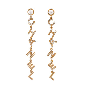 90's Icon Letter Drop Earrings Metal with Crystals and Faux Pearls