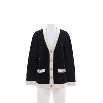 Chanel Women's CC Crystal Button Up V-Neck Cardigan Cashmere