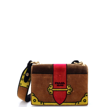 Prada Cahier Crossbody Bag Printed Velvet Small