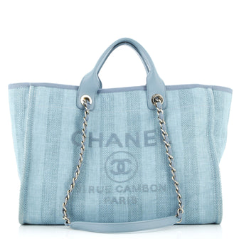 Chanel Deauville Tote Striped Mixed Fibers Medium