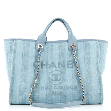 Chanel Deauville Tote Striped Mixed Fibers Medium