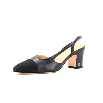 Chanel Women’s Cap Toe Slingback Pumps Leather