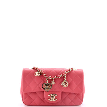 Chanel Valentine Crystal Hearts Flap Bag Quilted Lambskin Mini