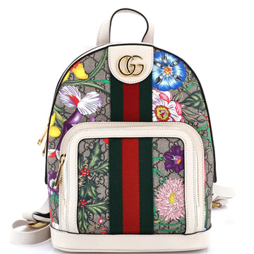 Gucci Ophidia Backpack Flora GG Coated Canvas and Leather  Small