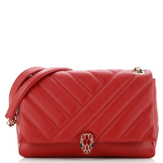 Bvlgari Serpenti Cabochon Shoulder Bag Diagonal Quilted Leather Medium