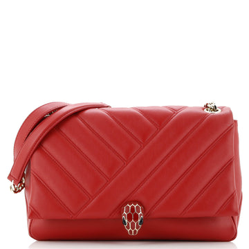 Bvlgari Serpenti Cabochon Shoulder Bag Diagonal Quilted Leather Medium