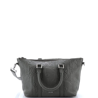 Christian Dior Weekender Convertible Tote Maxi Oblique Embossed Leather 25