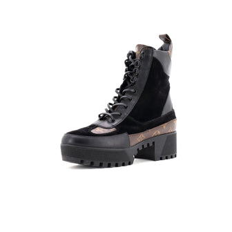 Louis Vuitton Women's Laureate Platform Desert Boots Suede with Monogram Canvas