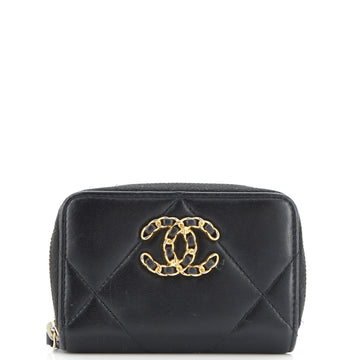 Chanel 19 Zip Coin Purse Quilted Leather