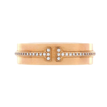 Tiffany & Co. T Two Ring 18K Rose Gold and Diamonds Wide