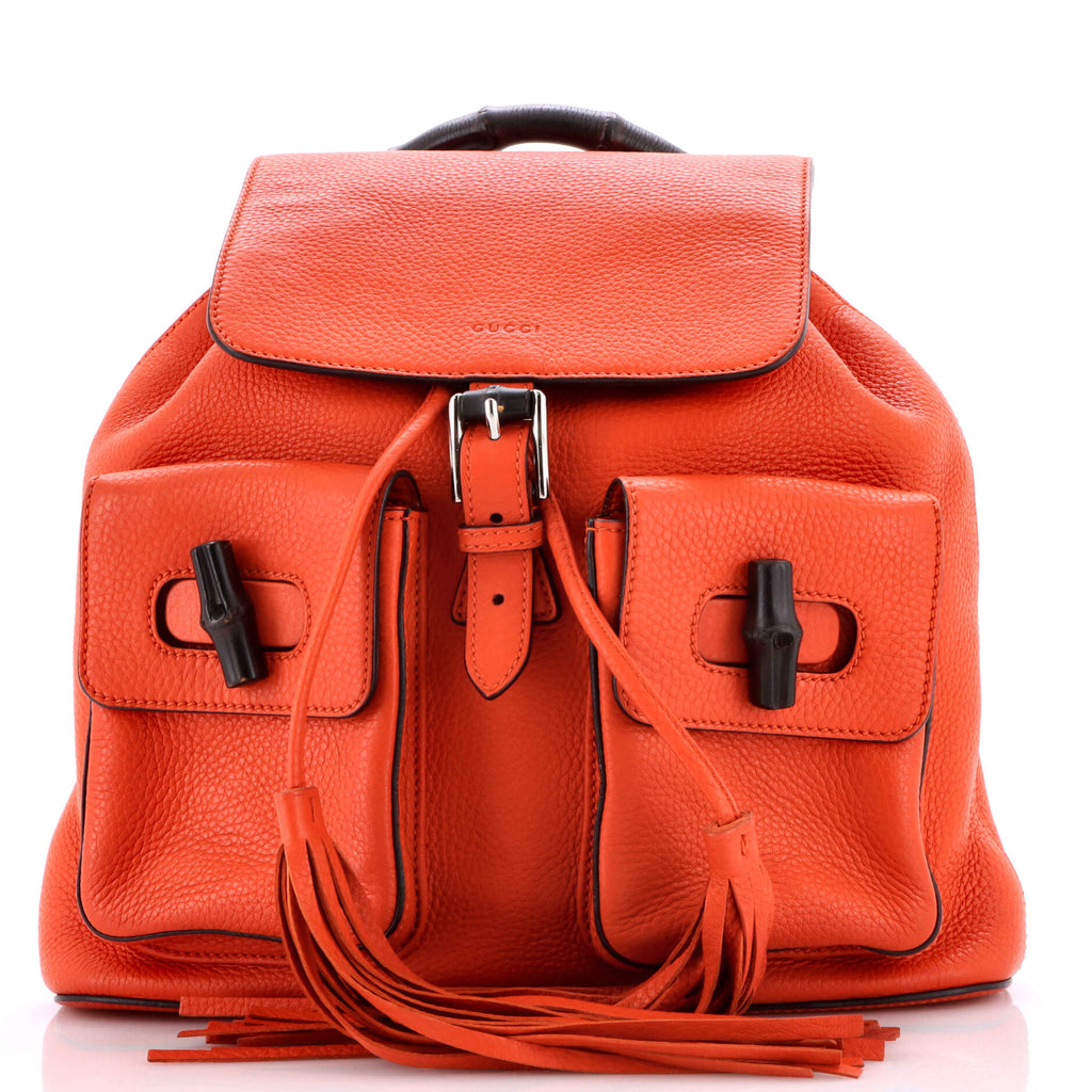 Gucci Bamboo Tassel Backpack Leather Medium Orange 3417261 display picture 1