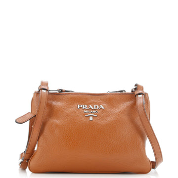 Prada Double Zip Crossbody Bag Vitello Daino Small