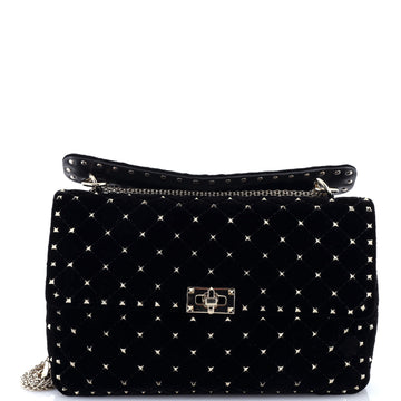 Valentino Garavani Rockstud Spike Flap Shoulder Bag Quilted Velvet Large