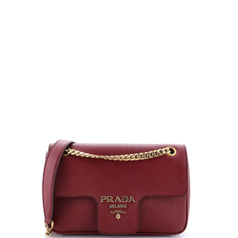 Prada Pattina Flap Shoulder Bag Saffiano Leather Small