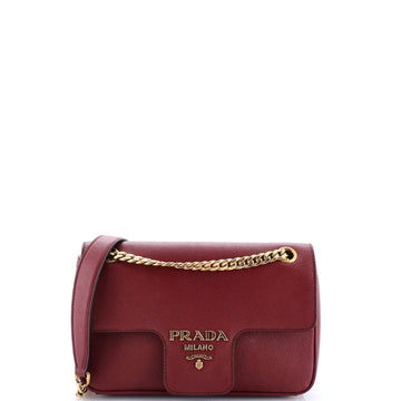 Prada Pattina Flap Shoulder Bag Saffiano Leather Small