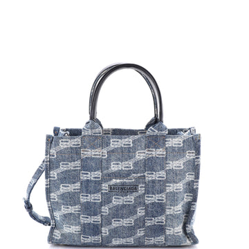 Balenciaga Hardware Tote Logo Printed Denim Small