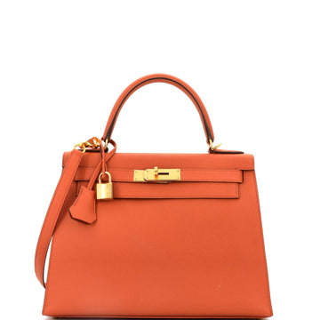 Hermes Kelly Handbag Orange Epsom with Gold Hardware 28