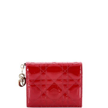 Christian Dior Lady Dior Wallet Cannage Quilt Patent Mini