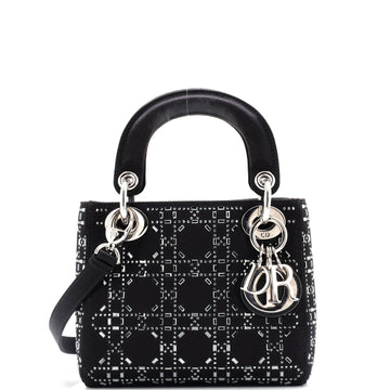 Christian Dior Lady Dior Bag Crystal Embellished Cannage Quilt Satin Mini