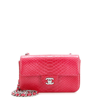 Chanel Classic Single Flap Bag Python Mini Pink 3421281