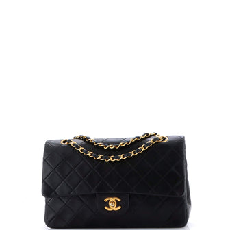 Chanel Vintage Classic Double Flap Bag Quilted Lambskin Small