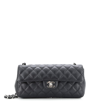 Chanel Classic Single Flap Bag Quilted Caviar East West