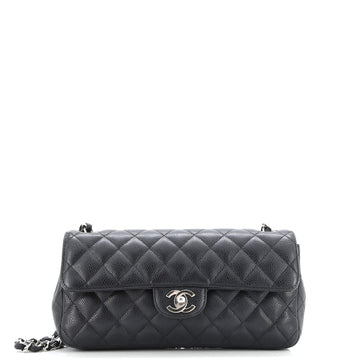 Chanel Classic Single Flap Bag Quilted Caviar East West