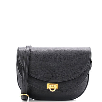 Salvatore Ferragamo Double Flap Saddle Crossbody Bag Gancini Coated Canvas