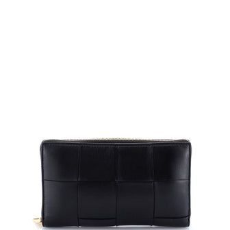 Bottega Veneta Cassette Zip Around Wallet Maxi Intrecciato Leather Long