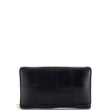 Bottega Veneta Cassette Zip Around Wallet Maxi Intrecciato Leather Long
