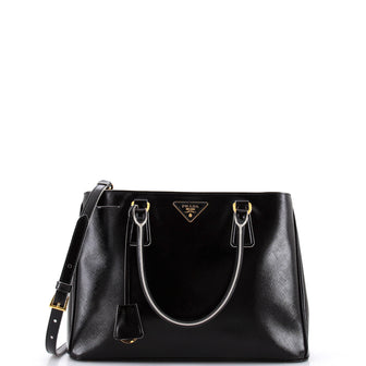 Prada Double Zip Lux Tote Vernice Saffiano Leather Medium