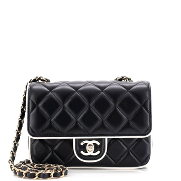 Chanel Enamel CC Bicolor Flap Bag Quilted Lambskin Mini