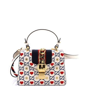 Gucci Sylvie Top Handle Bag Limited Edition Valentines GG Printed Leather Mini