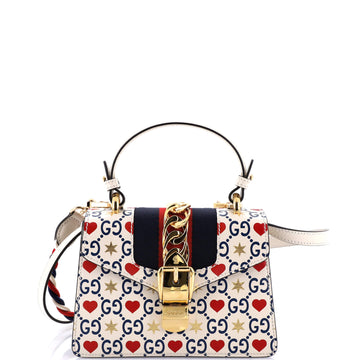 Gucci Sylvie Top Handle Bag Limited Edition Valentines GG Printed Leather Mini